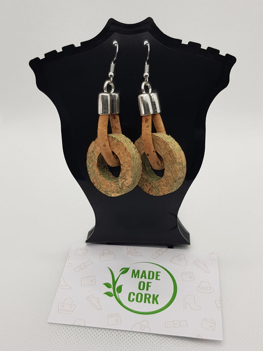 Earrings made of cork round MC-J-001